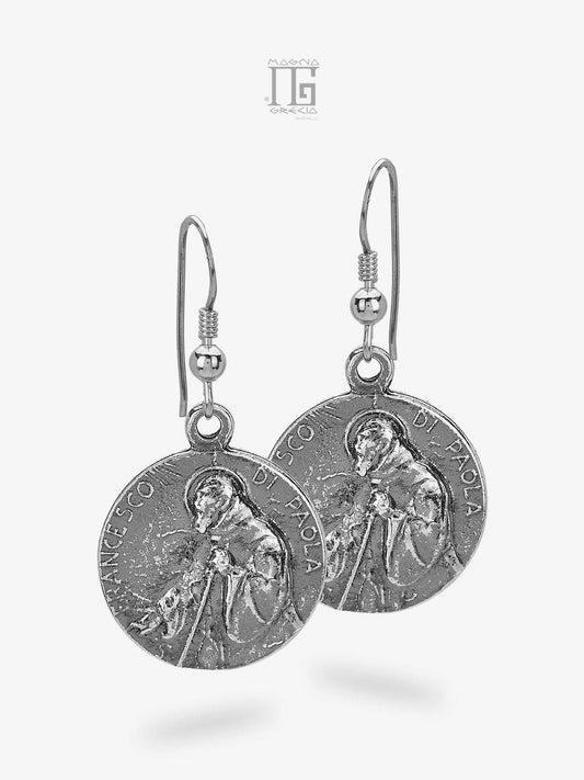 Orecchini in argento 925 con effigie di San Francesco di Paola – artigianato calabrese